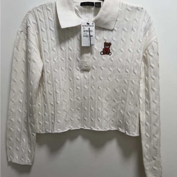 NWT RDI embroidered Ribbed teddy polo sweater XS Preppy City - Picture 2 of 7